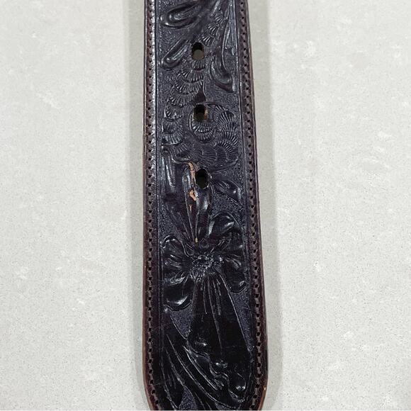 Resistol Hand Tooled Leather Belt Two Tone Brown Floral 32 main image 6